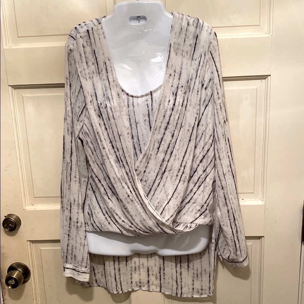 Striped Cream and Black Women's Top